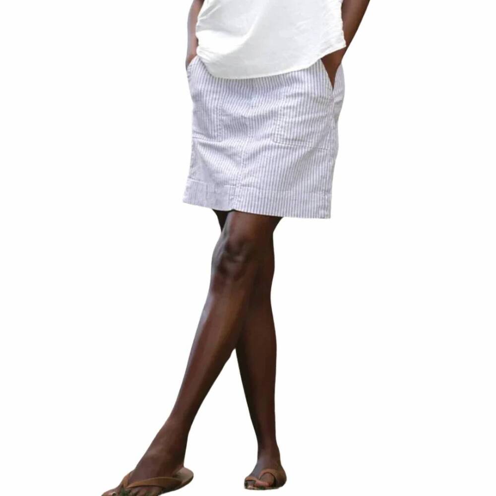 NEW FRANK & EILEEN jameson skirt in navy/white stripe